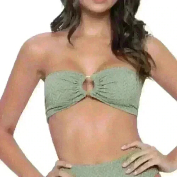 PQ Swim Other - NWT PQ Swim Aquarius Ring Bandeau Green Strapless Bikini Top Size small